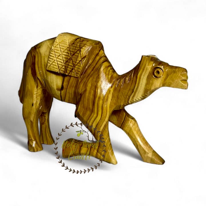 Olive Wood Sitting Camel for wholesale by Holy Land Cradle