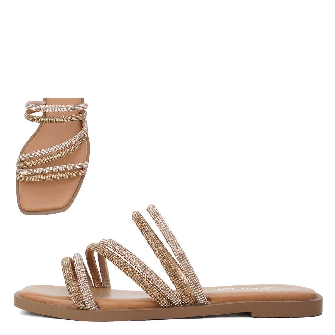 Mars Sky Shoes Wholesale - Wholesale Sandals - Women's - Soda CAMBRIA Women Rhinestone Strappy Flat Sandals-18 Pairs Pack-16.85/Pair0