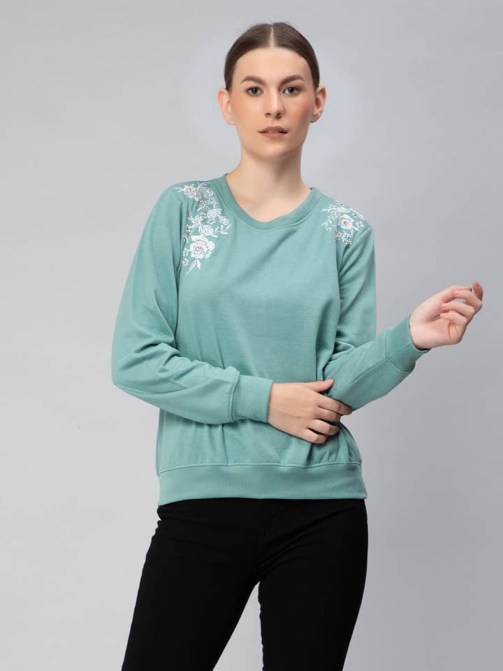 Embroidered Lightweight Sweatshirt for wholesale by Swaary