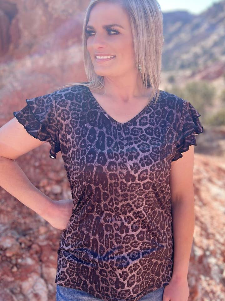 Sterling Kreek - Wholesale Blouse - Women's - The Night Leopard Top