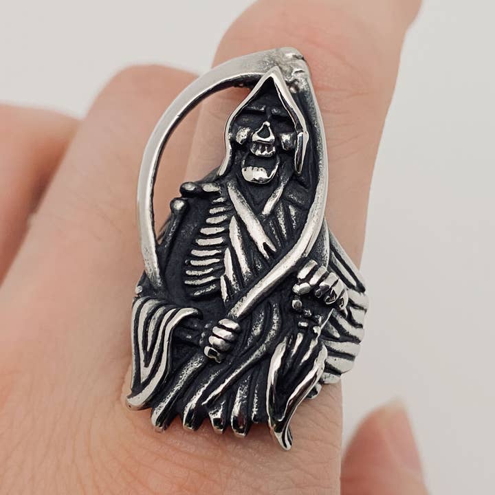 Stainless Steel Death Sickle Men's Ring - MJ/MR for wholesale by Mio Queena