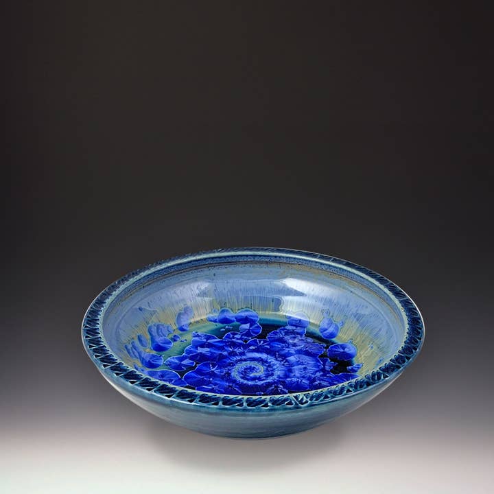 Ceramic Pottery Tex Platter Sky Blue Crystalline (Small) for wholesale by Indikoi