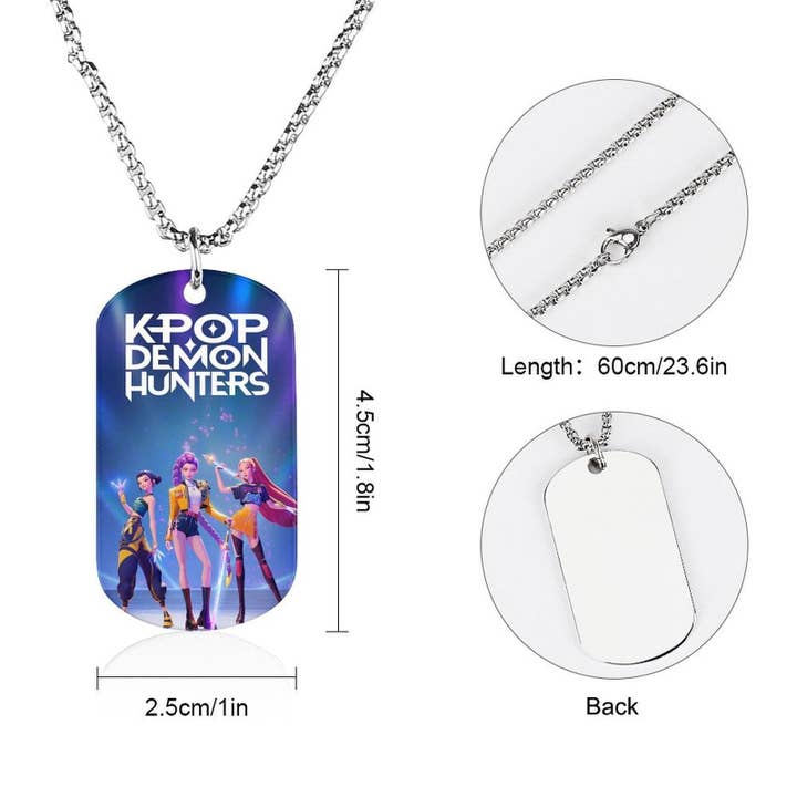 Auraquise - Wholesale Kids Necklace - Kids - K-Pop Demon Hunters Stainless Steel Pendant Necklace Cartoon Anime Jewelry Accessory6