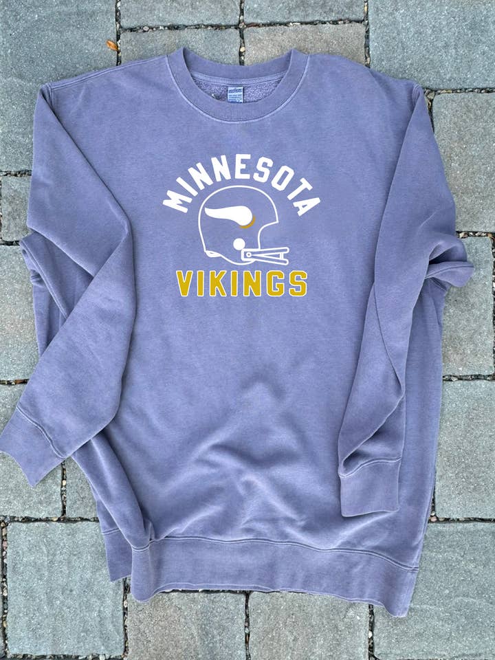 UNISEX "MN VIKINGS" PIGMENT DYED CREWNECK for wholesale by Neverwinter Clothing Co.