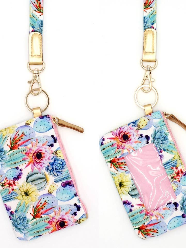 Women's Cactus Lanyard ID Wallet for wholesale by MiMi Wholesale