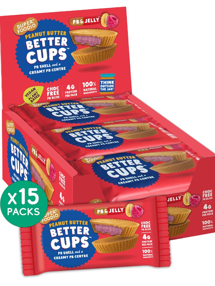 Peanut Butter&Jelly Better Cups (30g x 15 packs) for wholesale by Superfoodio