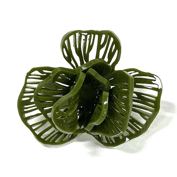 acrylic jewelry - bloom ring - olive for wholesale by the HEDGE