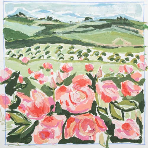 Lámina cuadrada Morning Rosebush para venta al por mayor de Elizabeth Sage Art