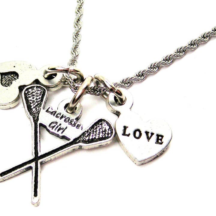 Lacrosse Girl Chain Necklace for wholesale by Chubby Chico Charms