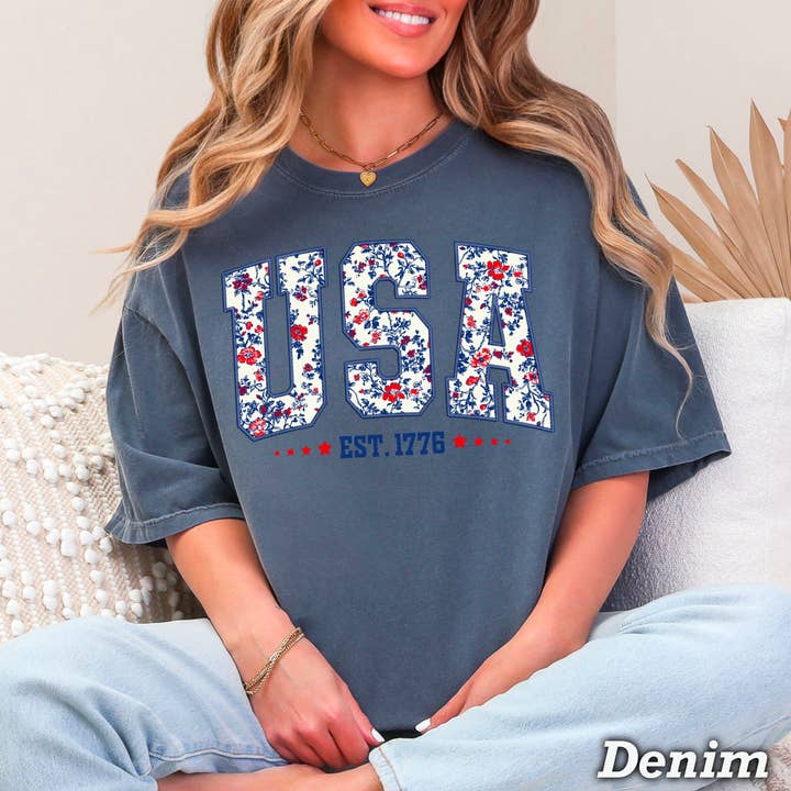 Camiseta Gráfica de 4 de Julho | Camiseta Patriótica | Comfort Colors por atacado de Shoppe SHC