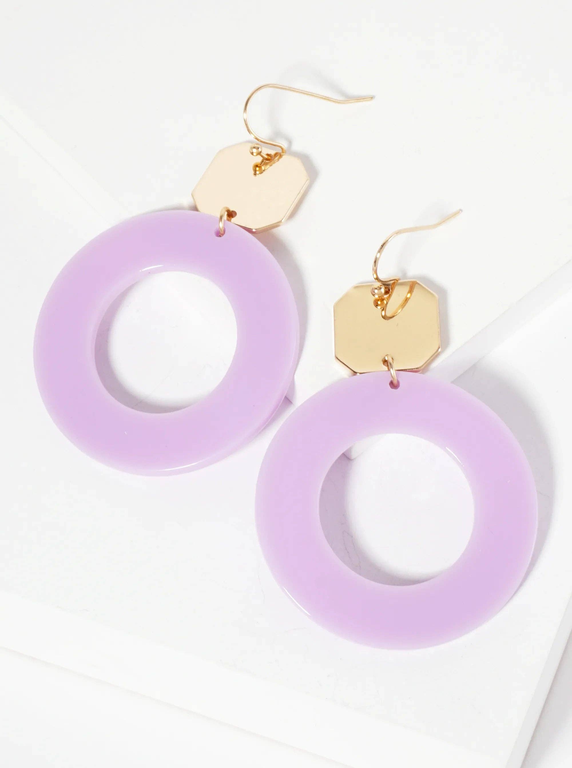 Wild Honey - Wholesale Dangle Earrings - Geometric Acetate Circle Octagon Dangle Earrings0