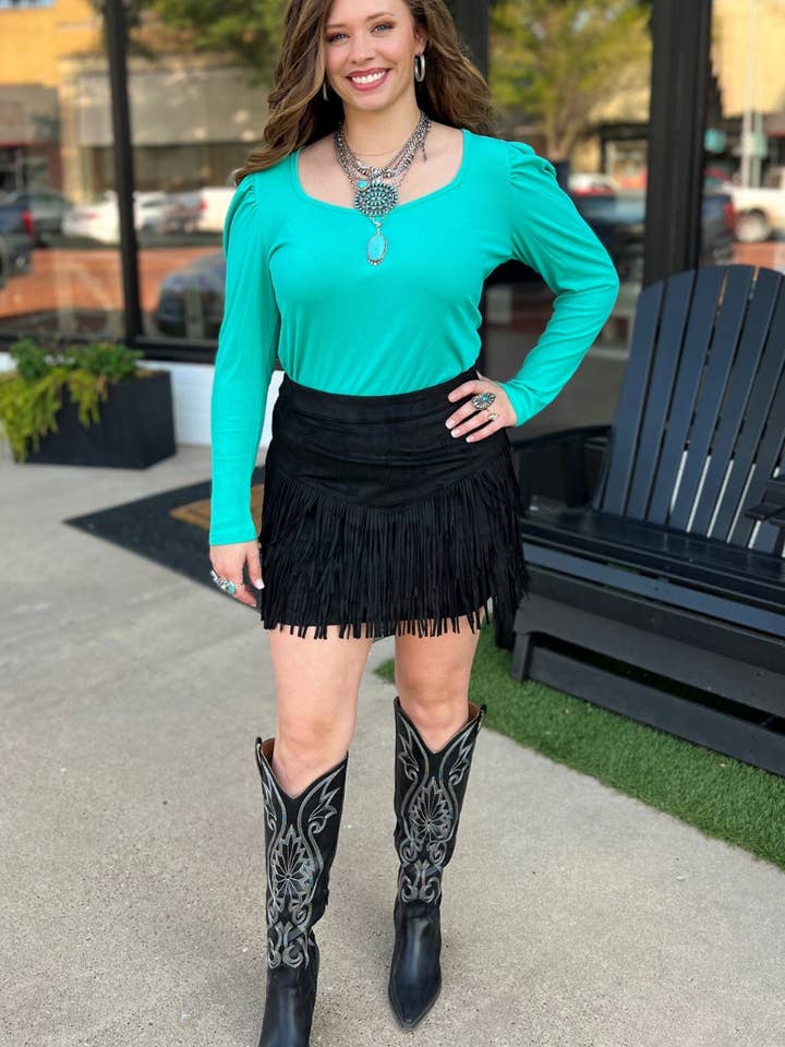 Sterling Kreek - Wholesale Rok - Dames - FORT WORTH ROK MET FRANJES ZWART7