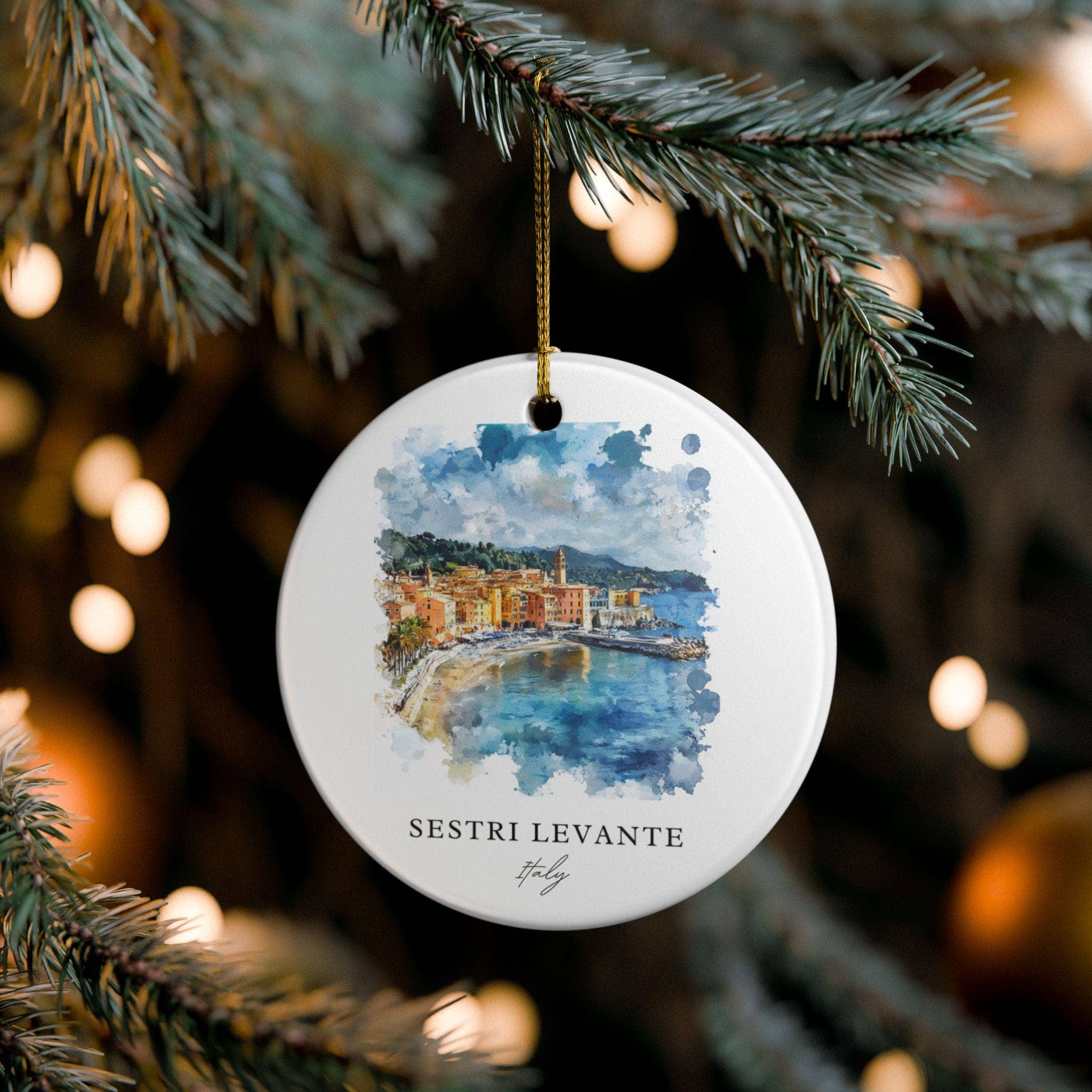 Premium Travel Art - Vente Objets de décoration - Ornement de Sestri Levante : Souvenir unique de Sestri Levante, Décoration de Noël italienne, et Cadeau authentique de Sestri Levante IT0