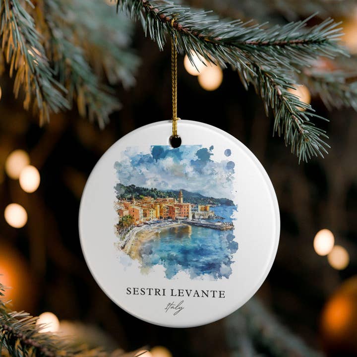 Premium Travel Art - Vente Objets de décoration - Ornement de Sestri Levante : Souvenir unique de Sestri Levante, Décoration de Noël italienne, et Cadeau authentique de Sestri Levante IT0