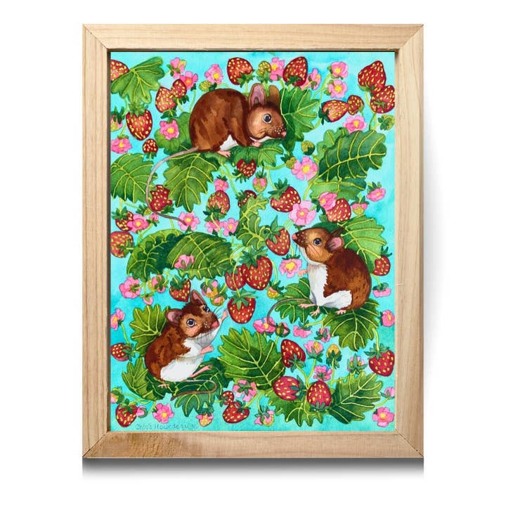 Barnyard Bliss - Impression à l'aquarelle de souris, 11 x 14 pouces pour la vente par Chloe Marie Hourdequin Designs