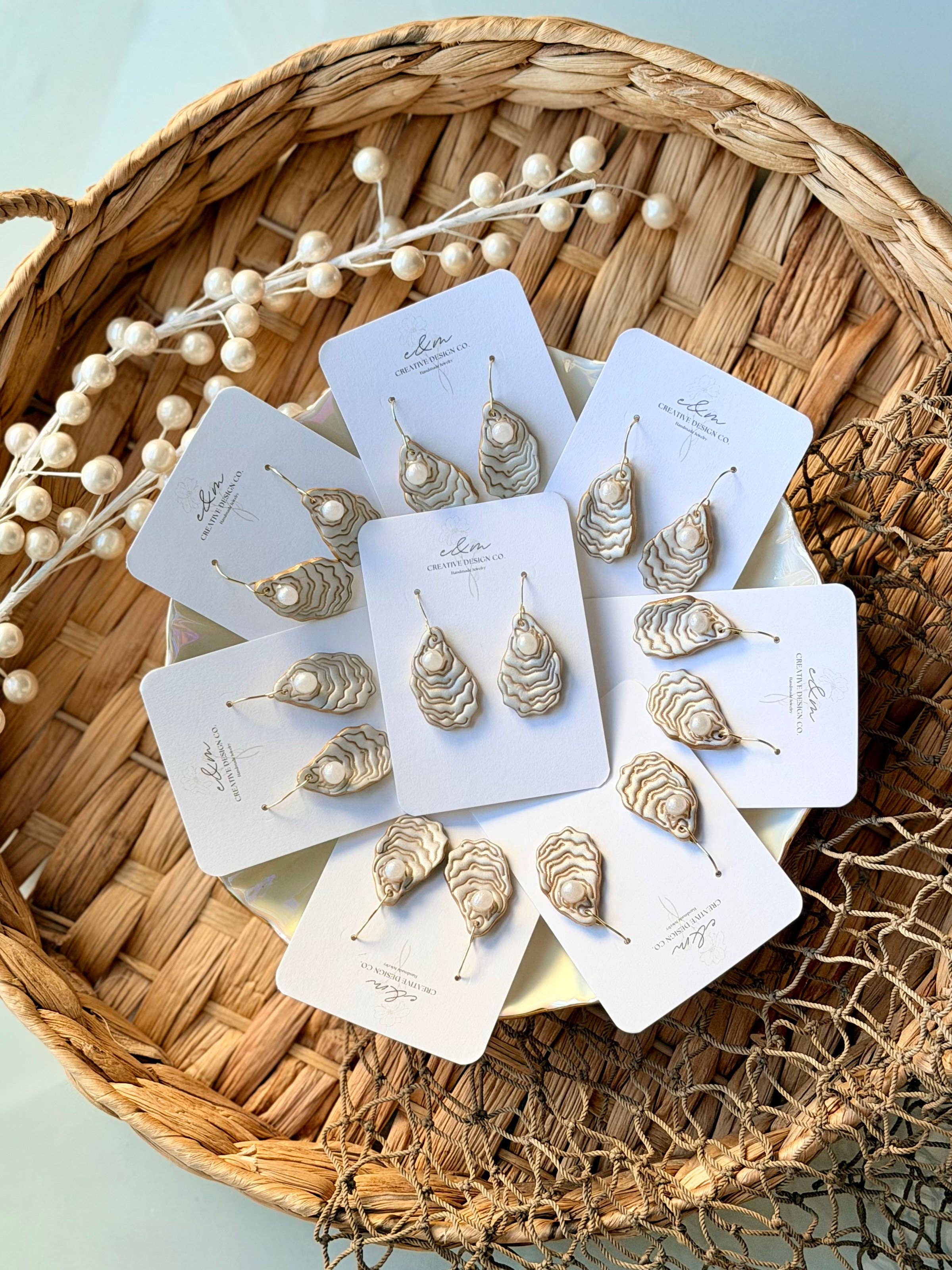 E & M Creative Design Co. - Wholesale Dangle Earrings - Salty Oyster & Pearl Earrings2