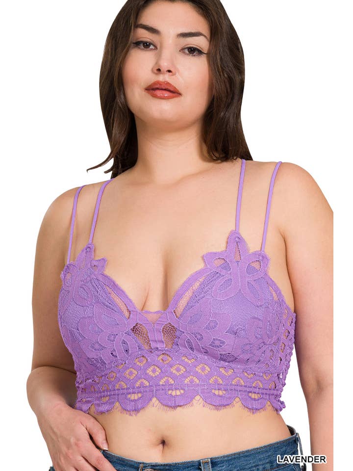 42POPS – Bralette - Mulher por atacado – .....SOUTIEN DE RENDA CROCHET TAMANHO GRANDE COM ALMOFADAS