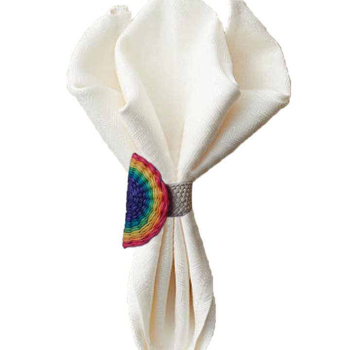 Rainbow Iraca Napkin Ring - Straw Raffia Tableware for wholesale by Artett