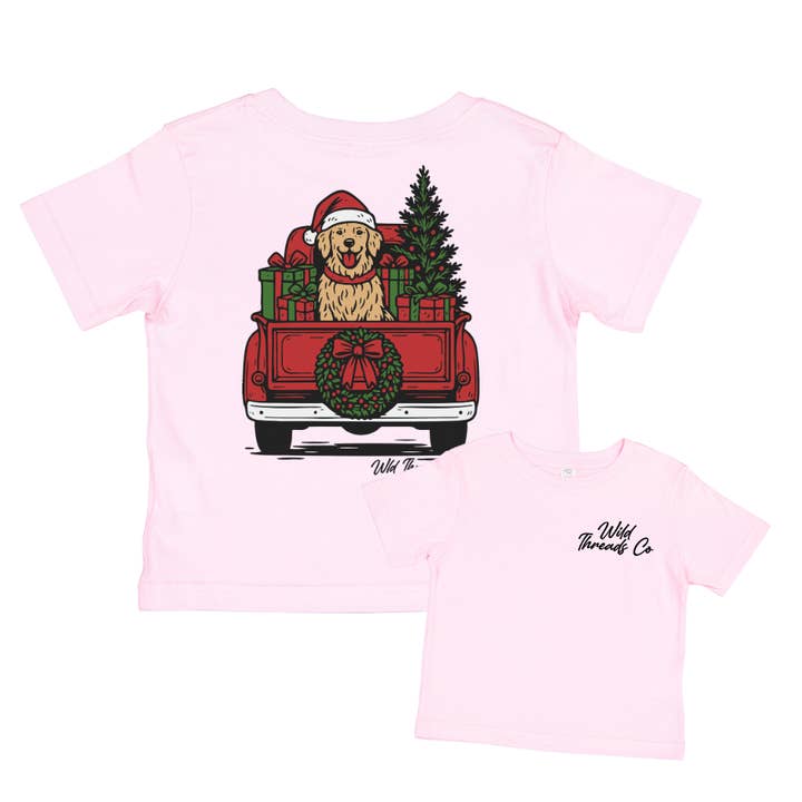 Wild Threads Co - Wholesale Screen Printed T-Shirt - Kids - Golden Retriever Christmas Tee