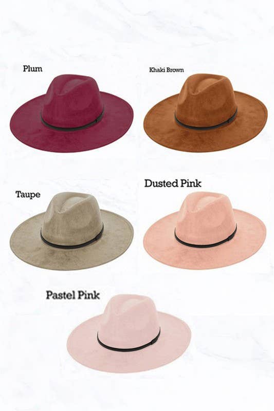 Suzie Q USA - Wholesale Fedora - Women's - Suede Large Eaves Peach Top Fedora, Leather Belt2