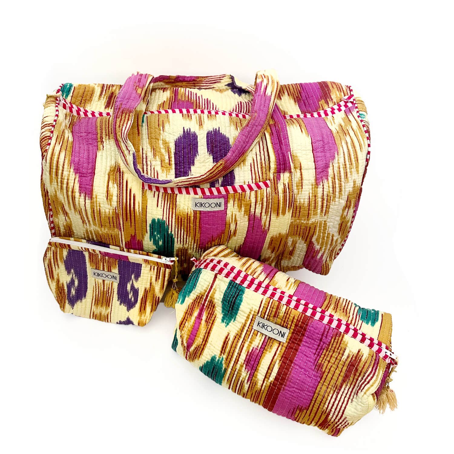kikooni – Großhandel Weekender-Tasche – Damen – handgemachte Baumwolltasche  "HAPPY IKAT"4