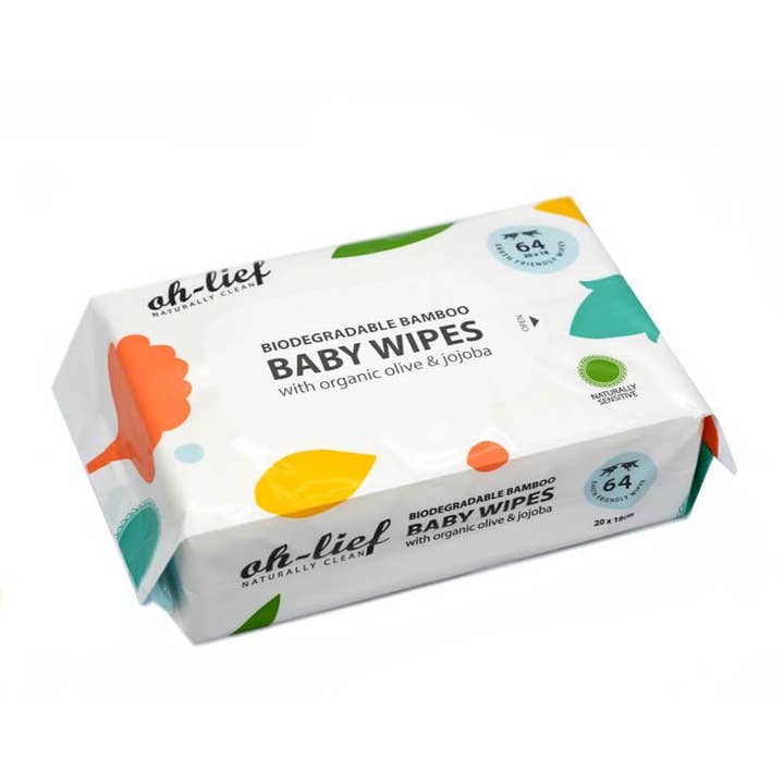 Oh-Lief Natural Products UK LTD - Wholesale Face & Body Wipes - Baby - Oh-Lief Biodegradable Bamboo Baby Wipes 64's