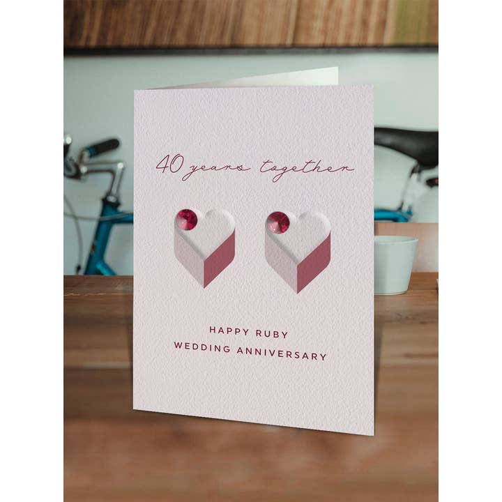 brainbox candy - Venta al por mayor Tarjetas de aniversario - Tarjeta de felicitación del 40 aniversario - Aniversario de boda de Ruby