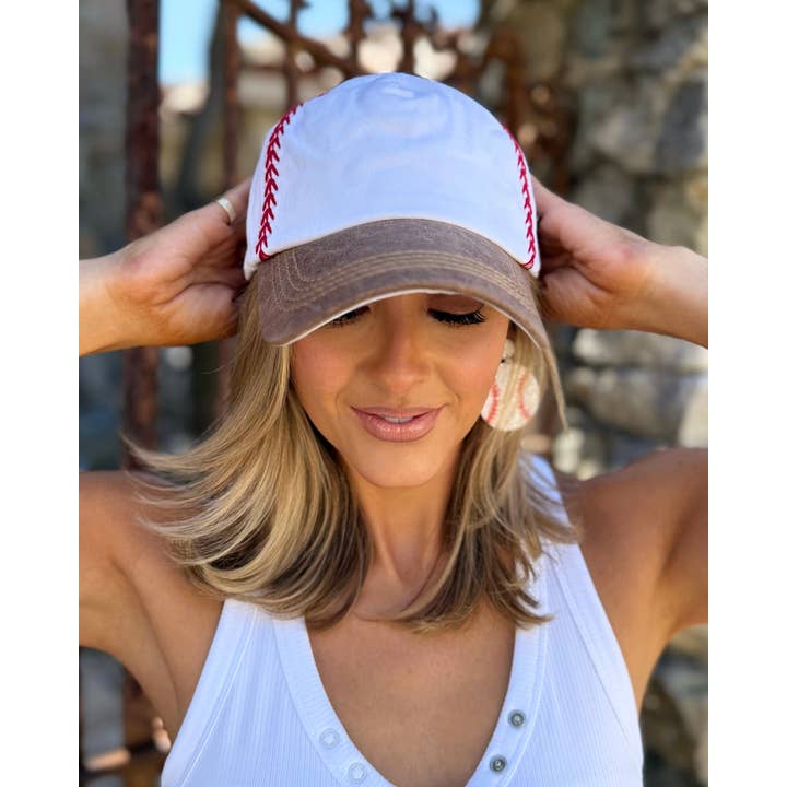 Live Love Gameday® - Wholesale Baseball Cap - Women's - Tan Baseball-Stitched Embroidered Cap