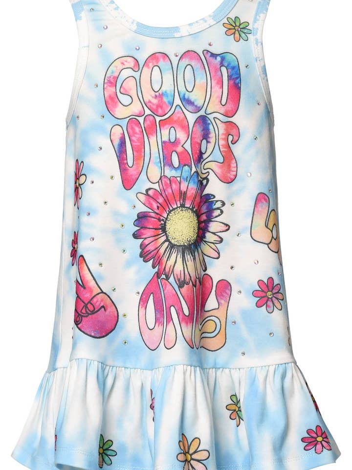 Tie-Dye Tankkleid mit Good Vibes Print für den Großhandel von Hannah Banana , Baby Sara