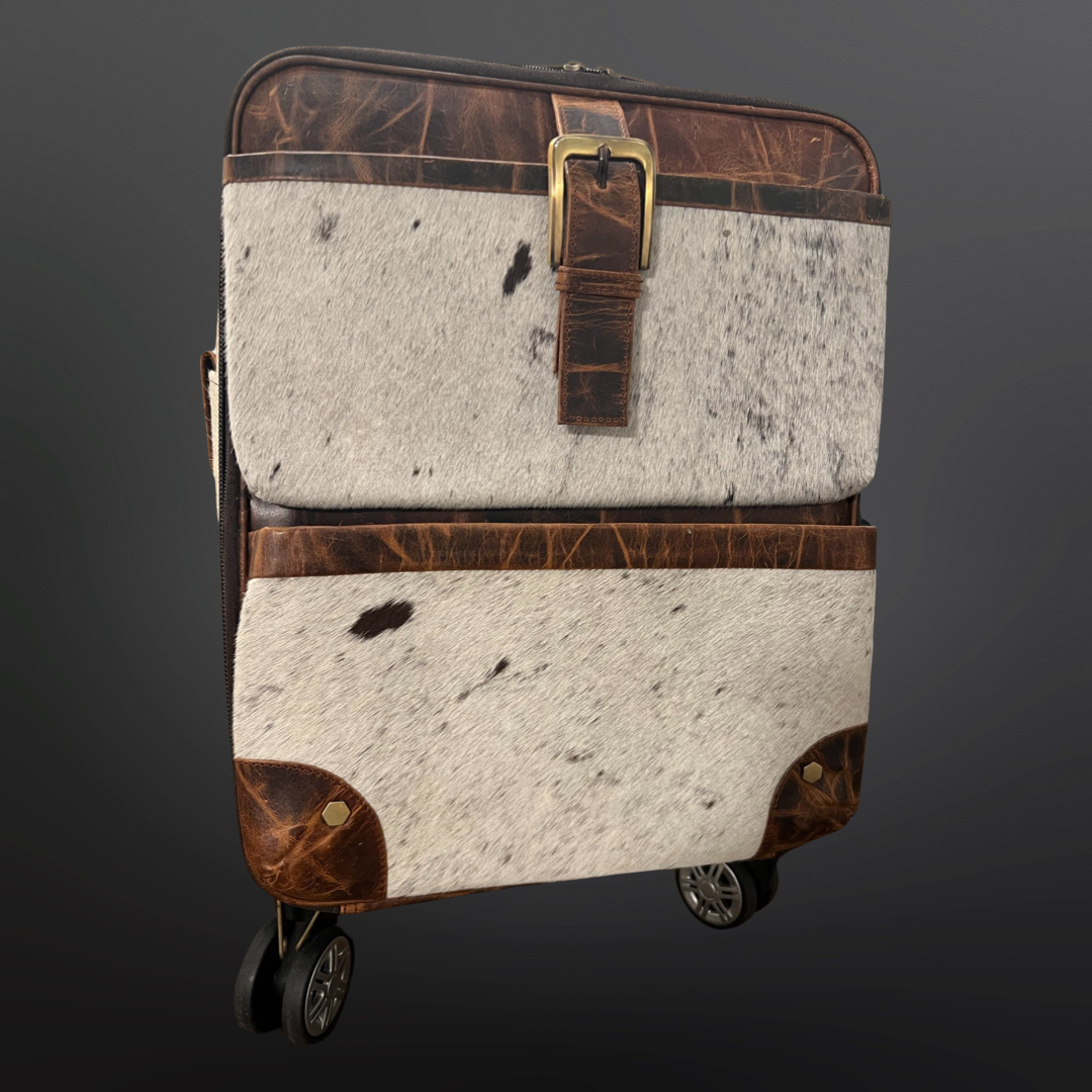 Westrian International - Vente Valises - Valise à main western en cuir de vachette à roulettes8