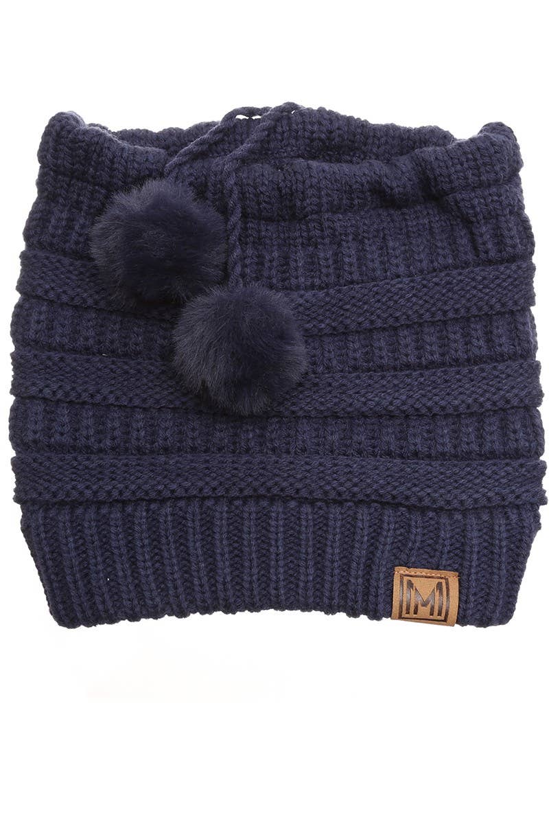 Fashion City - Wholesale Beanie - Women's - Women's Ponytail Adjustable Pom String Knit Hat10