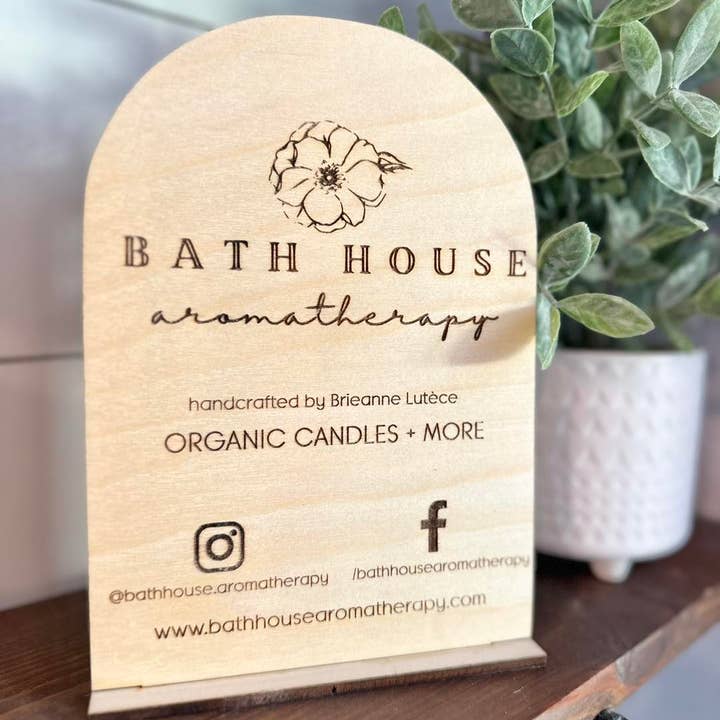 Walnut + Birch - Wholesale Sign - Let's get social - Social Media Board for Checkout Stand