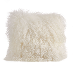 Fennco Styles - Wholesale Throw/Decorative Pillow - 20" Ivory Mongolian Lamb Fur Throw Pillow 1
