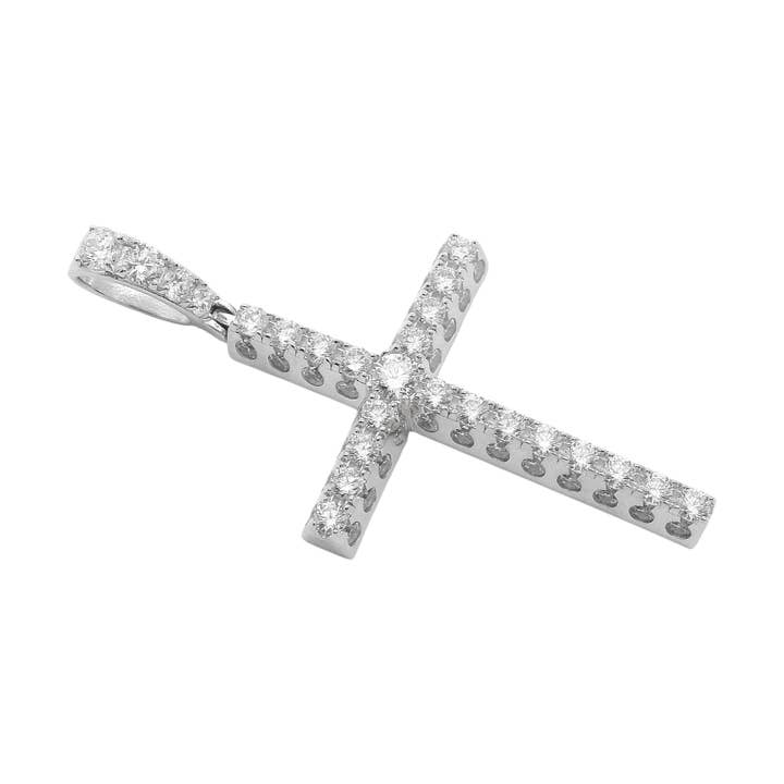 Pendentif Croix Grande en Argent Sterling avec Zircon Cubique pour la vente par Atlanta Jewelers Supply