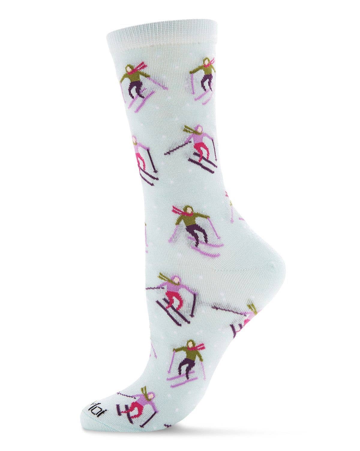 Seafoam MeMoi Skiing Paradise Crew Socks for wholesale on Faire1