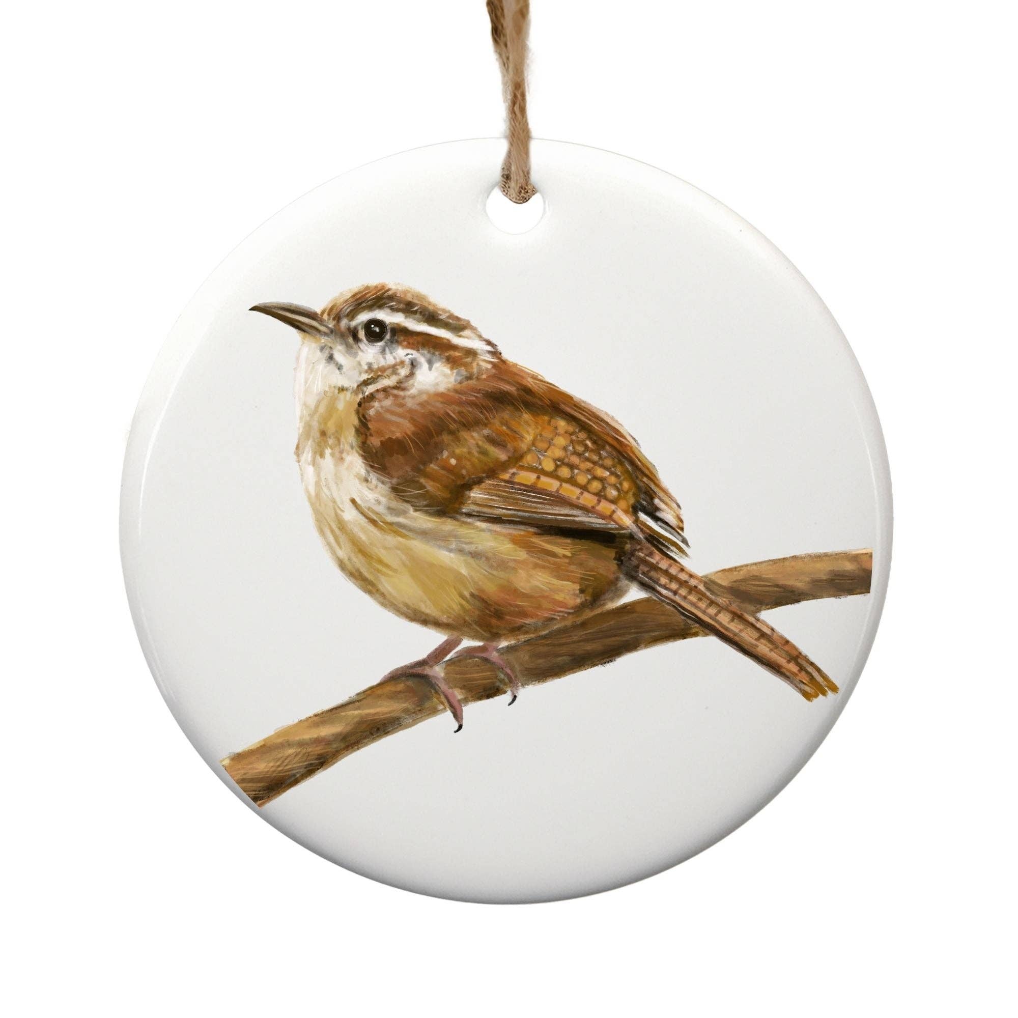 MerikaArt - Wholesale Ornament - Carolina Wren Ceramic Ornament0