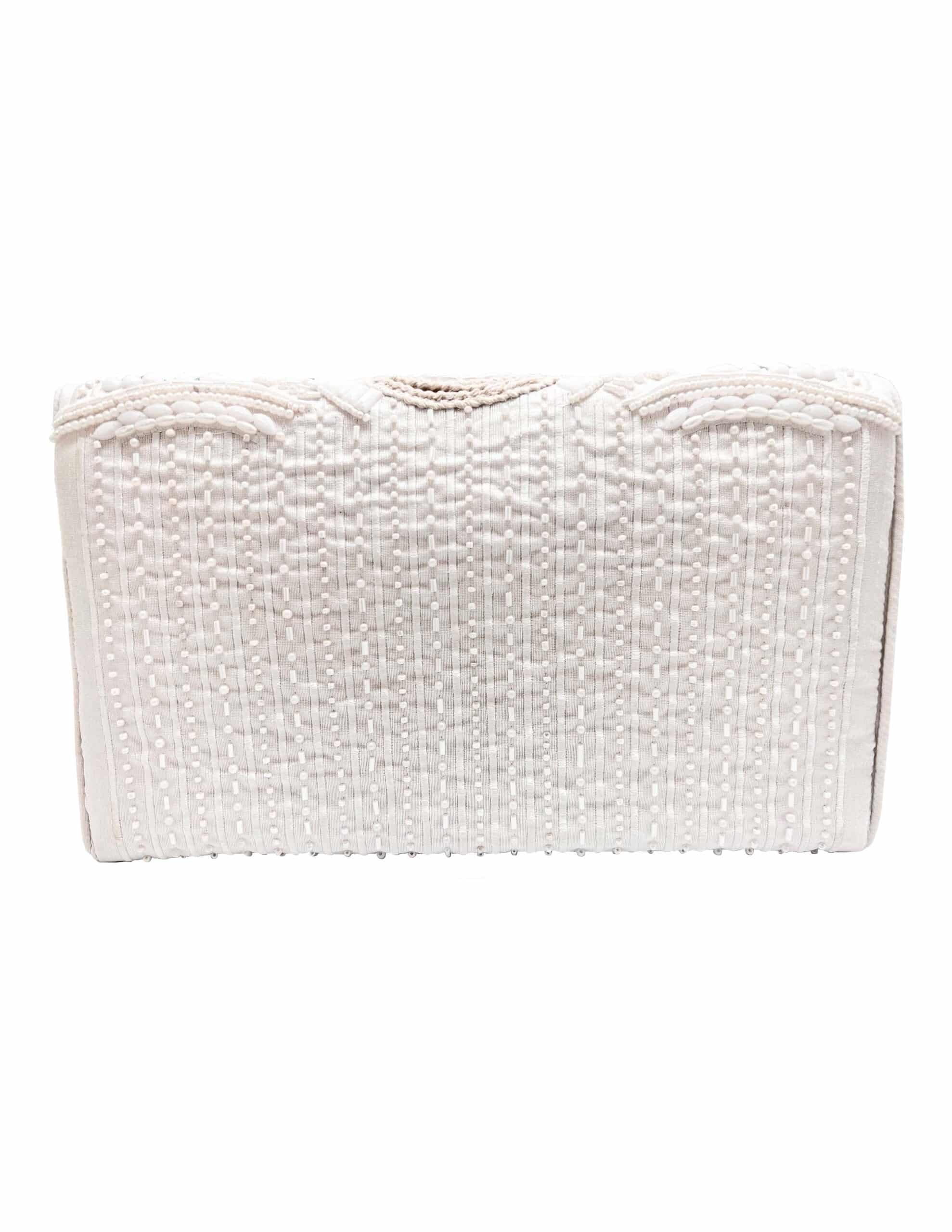 Pizzazz, Inc. - Wholesale Clutch Bag - Women's - WHITE BEADED EMBELLISHED ENVELOPE CLUTCH2