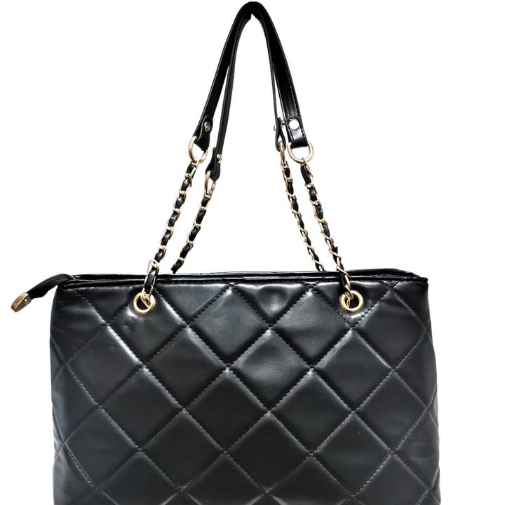 Large Quilted Chain Strap Tote Bag-N22 for wholesale by Superbia