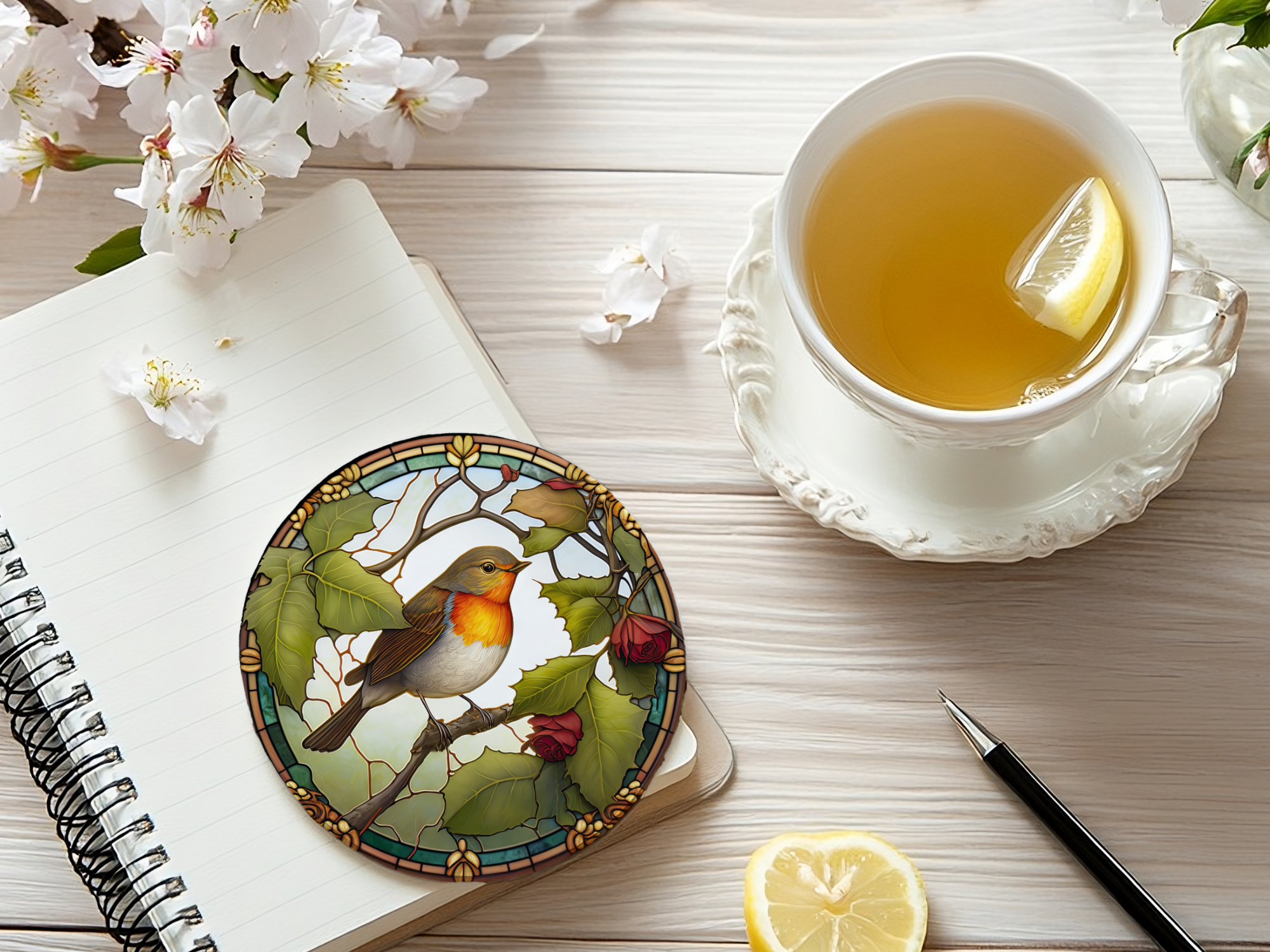 Fernville Creations - Wholesale Coasters - Robin Coaster, Bird Lover Gift, Nature Home Decor0