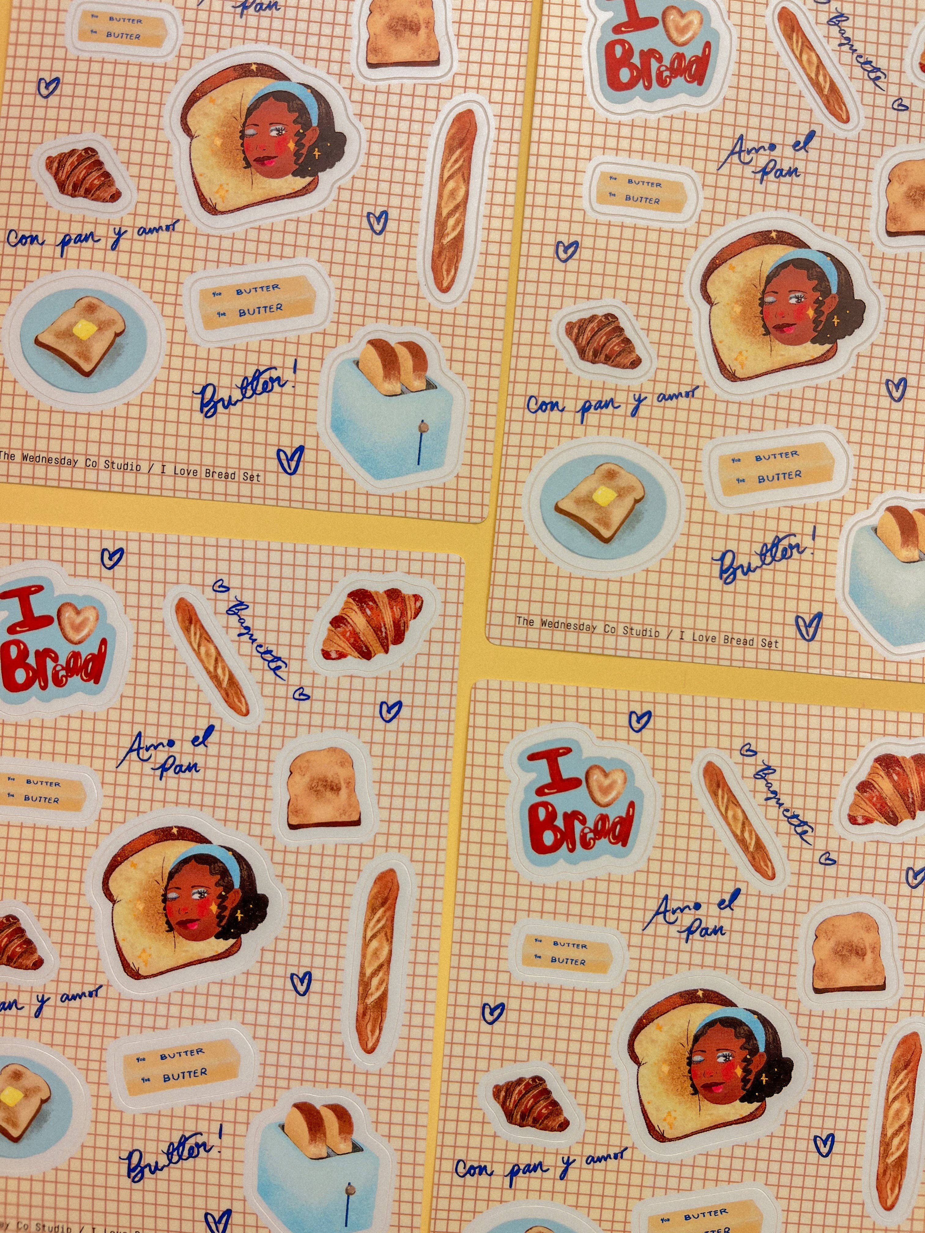 The Wednesday Co - Wholesale Sticker - I Love Bread Vinyl Sticker Sheet2