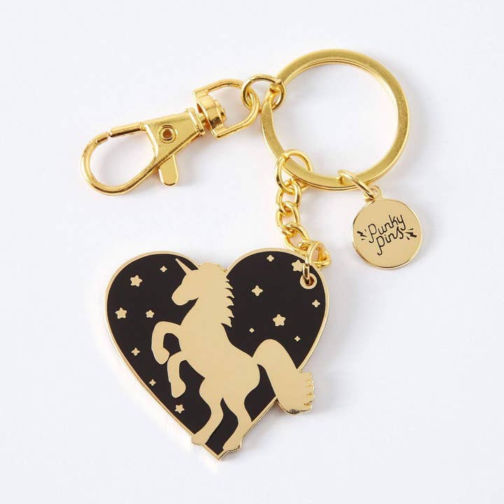 Unicorn Heart Emaille sleutelhanger voor wholesale door Punky Pins