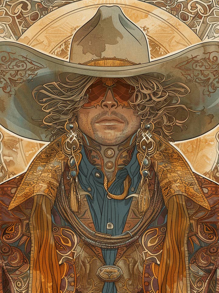 El Pistolero Cowboy 8"x8" Art Print for wholesale by Mowbi