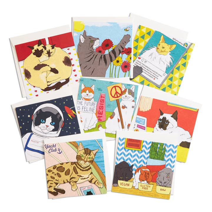 Cats To Love Square Flat Cards - Boxset for wholesale by THE FOUND