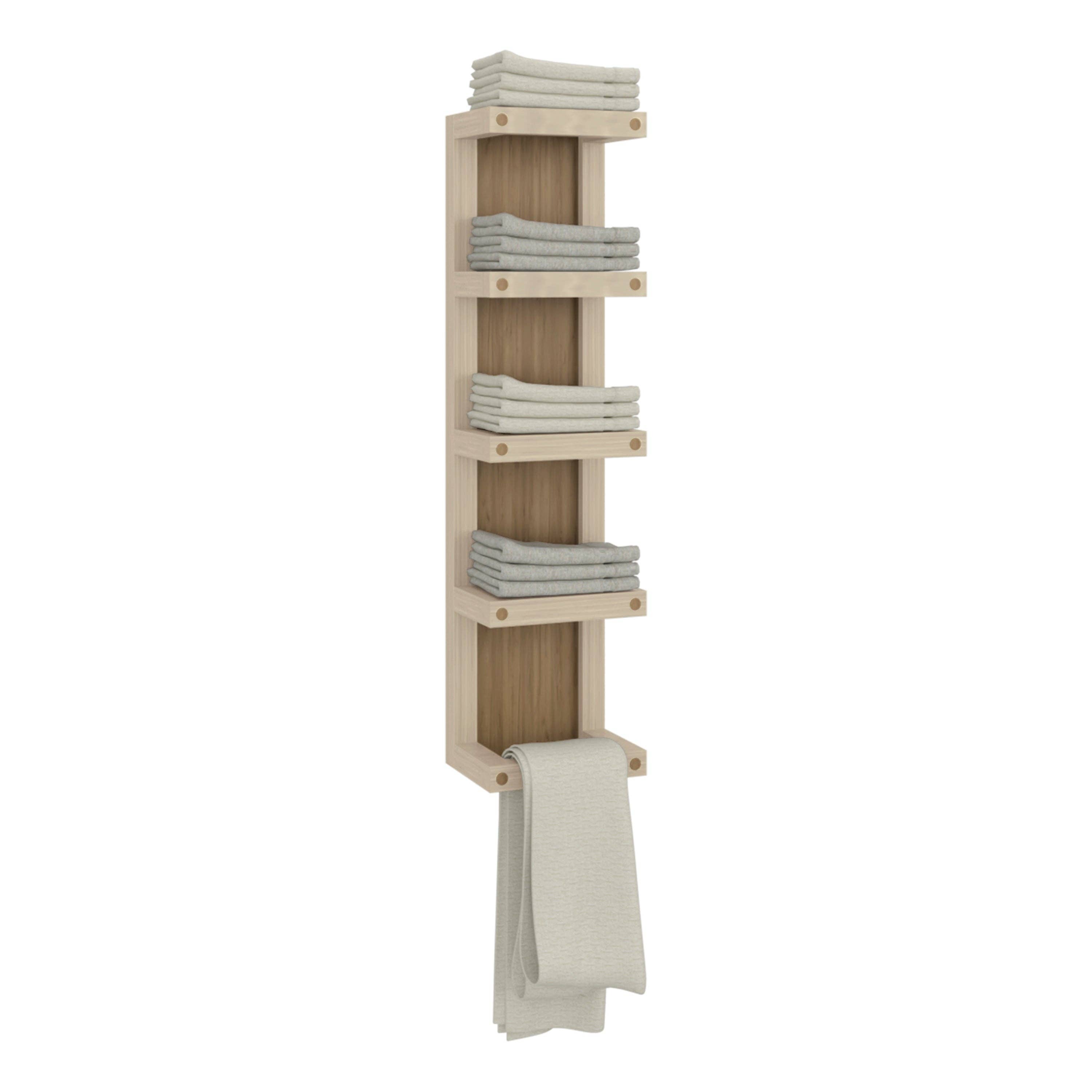 Natural Oak Arlington 5-Tier Wall Towel Rack, Vertical Storage Organizer for Bathroom Towels and Accessories for wholesale on Faire3