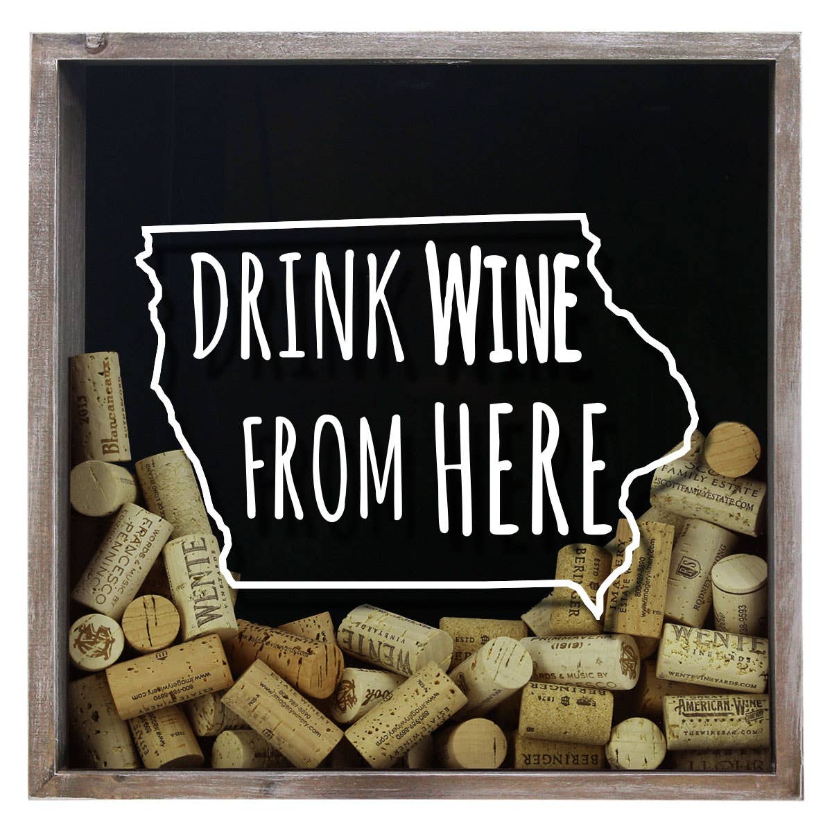 Torched Products - Wholesale Sign - Drink Wine From Here Beer Cap Shadow Box - Farmhouse Antique13