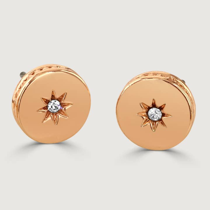 Juego pulido de dos pendientes de tuerca en oro rosa para venta al por mayor de Buckley London