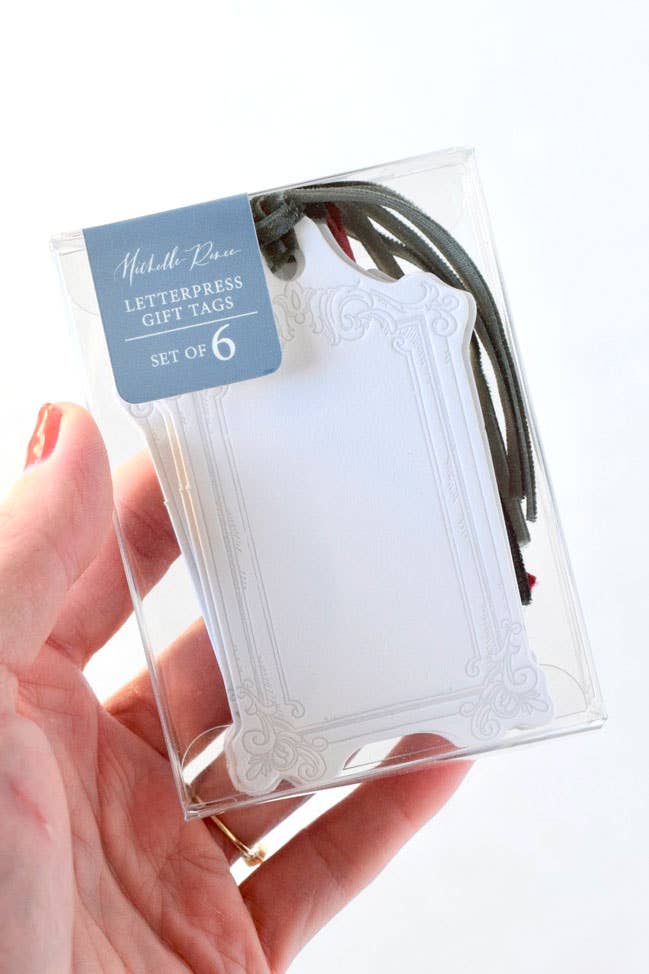Michelle Renee Co. - Wholesale Gift Tag - Rectangle Letterpress Gift Tags | Baroque Vintage Crest1
