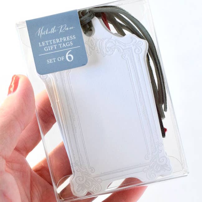 Michelle Renee Co. - Wholesale Gift Tag - Rectangle Letterpress Gift Tags | Baroque Vintage Crest1