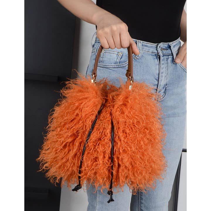 Sweetkama - Wholesale Top Handle Bag - Women's - Ladies Faux Mongolian Fur Hand Bag SKABG4093