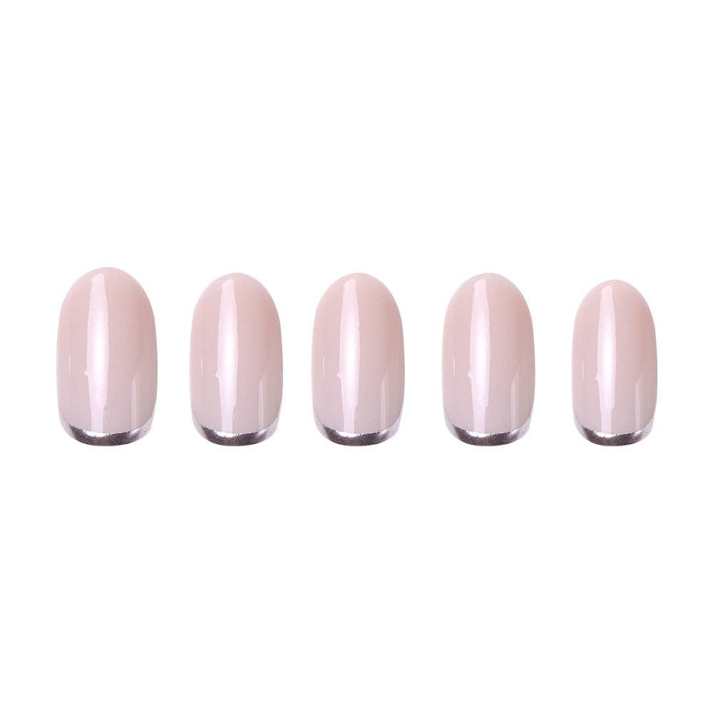 Glamnetic - Wholesale Press-On/Fake Nails - Silver Belle Press-On Nails|Natural Nail| Silver Accent2